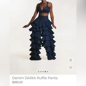 OFUURE Navy Flare Ruffle Jeans